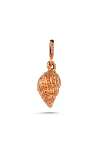 Midye Charm beyaz zemin üzerinde önden görünüm, 925 ayar gümüş, 1.13 gr