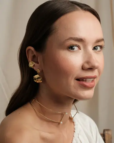 İnci Choker model üzerinde, 925 ayar gümüş, 11 cm