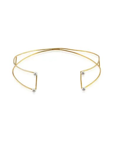 İnci Choker - 925 ayar gümüş, 22 ayar altın kaplama, inci, 11 cm