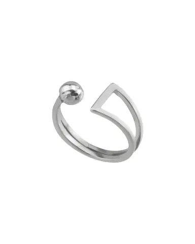 Gümüş Top Yüzük - 925 ayar gümüş, çelik, 1.8 gr