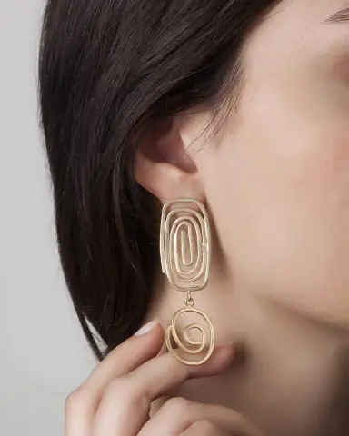 Geometrik Yuvarlak Spiral Küpe model üzerinde, 925 ayar gümüş, 12.68 gr