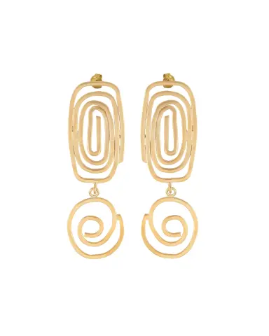 Geometrik Yuvarlak Spiral Küpe - 925 ayar gümüş, 22 ayar altın kaplama, 12.68 gr