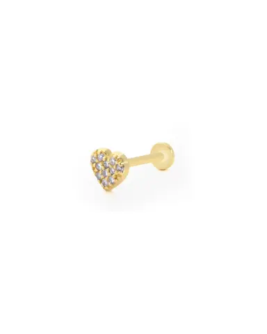 14 Ayar Altın Tragus Piercing Taşlı Kalp, 0.21 gr