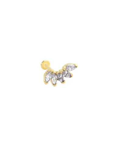 14 Ayar Altın Tragus Piercing Beş Taşlı Damla, 0.62 gr