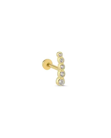 14 Ayar Altın Tragus Piercing Beş Taşlı, 0.30 gr
