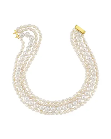 Amour Çoklu İnci Choker - 925 ayar gümüş, inci, 35 cm