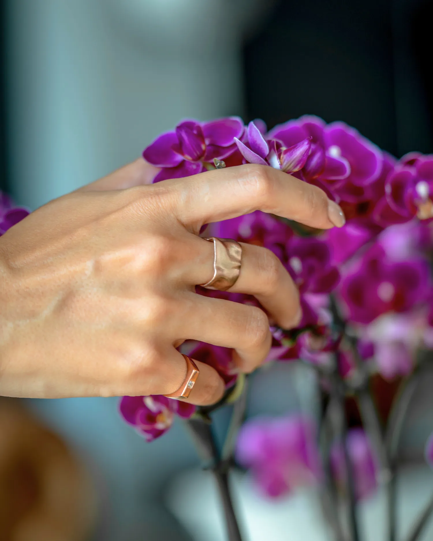 Cora Yüzük 14 Ayar Rose Gold kombin görünümü, 925 ayar gümüş