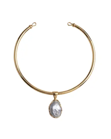 Magma Barok İnci Choker Kolye - 925 ayar gümüş, 22 ayar altın kaplama, barok inci, 12 cm